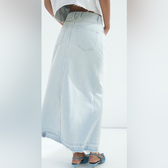 🦋NWT ZARA SLIT DENIM MIDI SKIRT SIZE XS - Picture 6 of 8